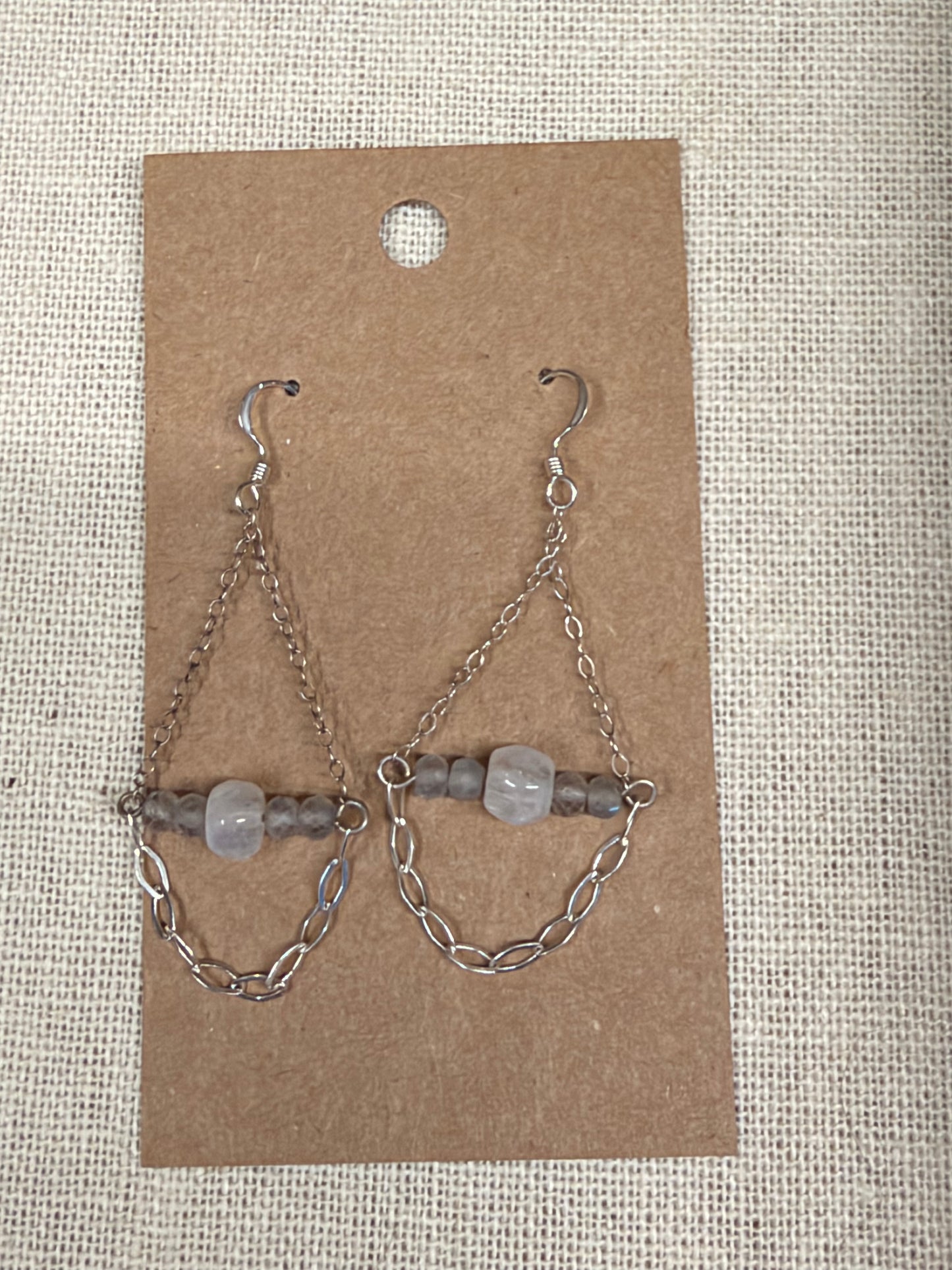 Earrings: Chain and moonstone